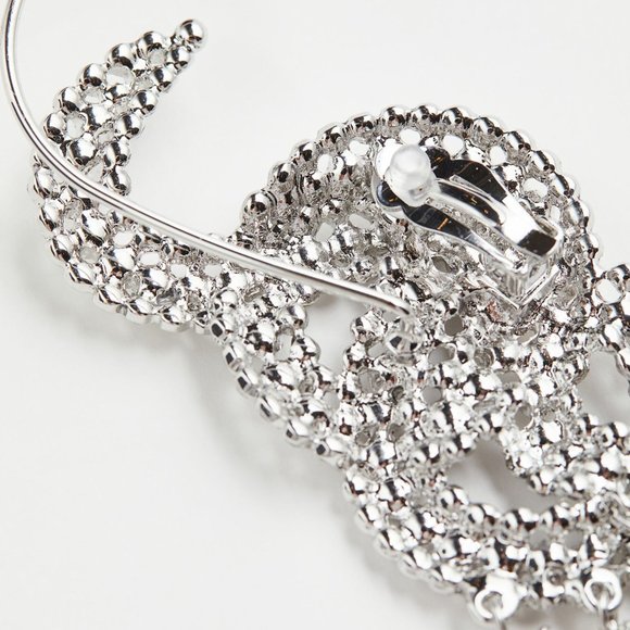H&M Studio Collection Rhinestone Clip Silver Crawl Earring FOR ONE EAR ONLY - Picture 5 of 11